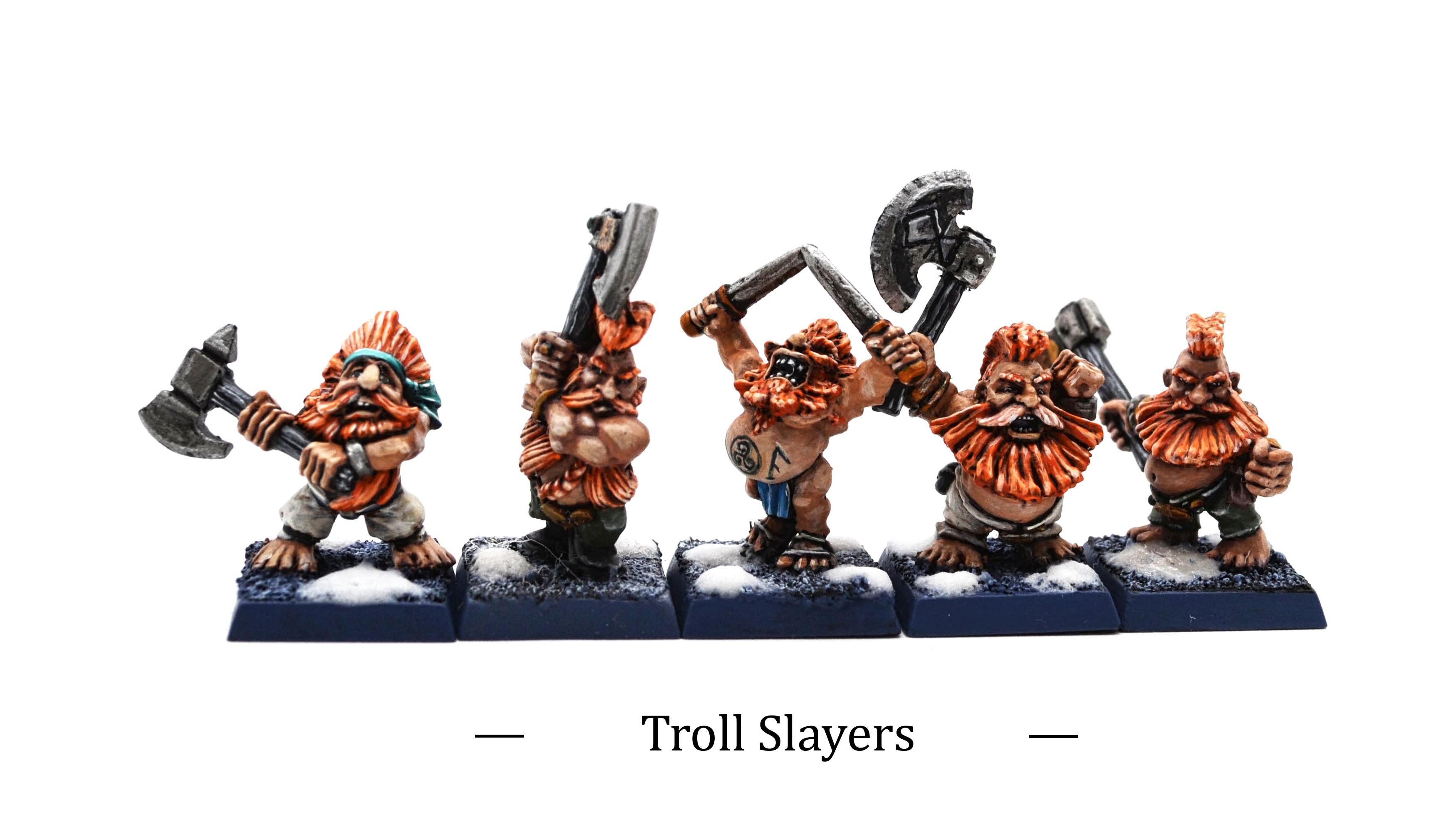 Warhammer Old World Dwarfen Mountain Holds Troll Slayers miniatures painted by commission painter.